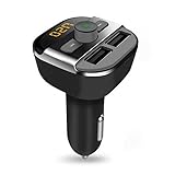 Amplia compatibilidad: el transmisor FM para coche es compatible con la mayoría de dispositivos habilitados para Bluetooth, puertos de carga USB duales para cargar iPod/iPhone, Samsung, iPad, Nokia y otros dispositivos móviles. Se cambiará al modo manos libres automáticamente del estado de reproducción de música cuando reciba llamadas.