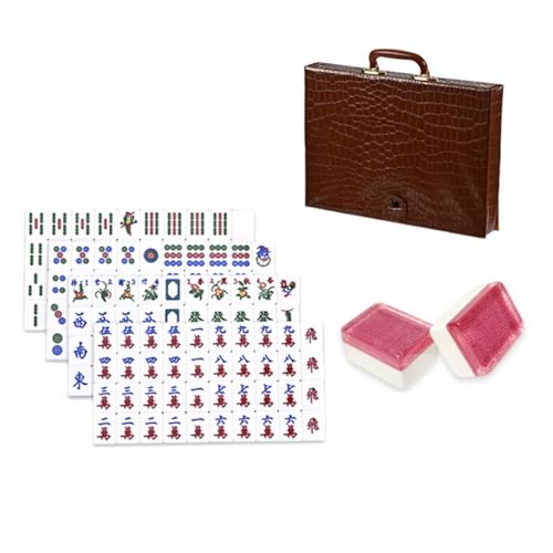 Mahjong de diseño regional grabado con precisión en acrílico macizo de acabado rosa