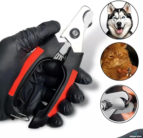 Alicate Cortador de Unhas para Pets – Cães e Gatos, 16cm, em Aço Inoxidável, com Cabo Preto e Vermel