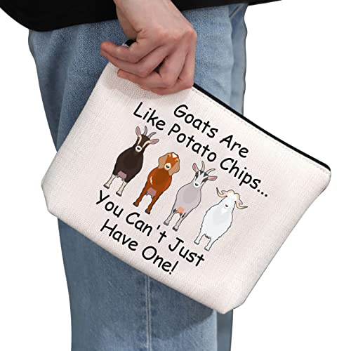 Goat Lover Gift Goats are Like Potato Chips Makeup Bag Goat Owner Cosmetic Bag Goat Lovers Gift Farmer Gift Zipper Travel Bag (Goats are Like Potato Chips) - Image 2