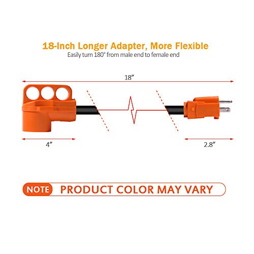 Mictuning Rv Dogbone Electrical Adapter 18 Inch 15M 50F Heavy Duty Cord With Handle, 125V 1875W #TOP1
