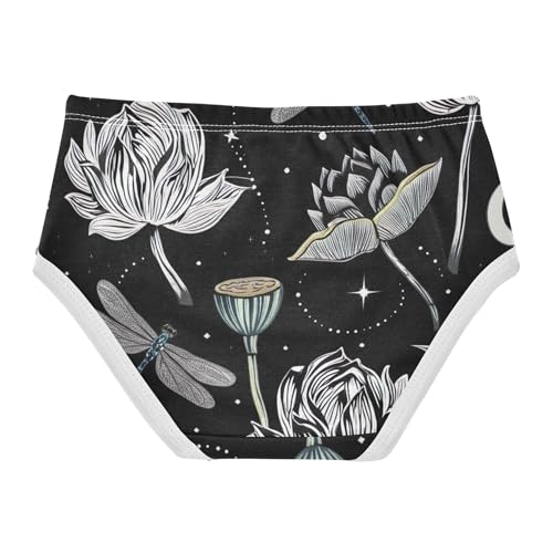 Girls Underwear Toddler 2t Cotton Girl Panties Cute Print Briefs Kids Undies White Lotus Floral Dragonflies2