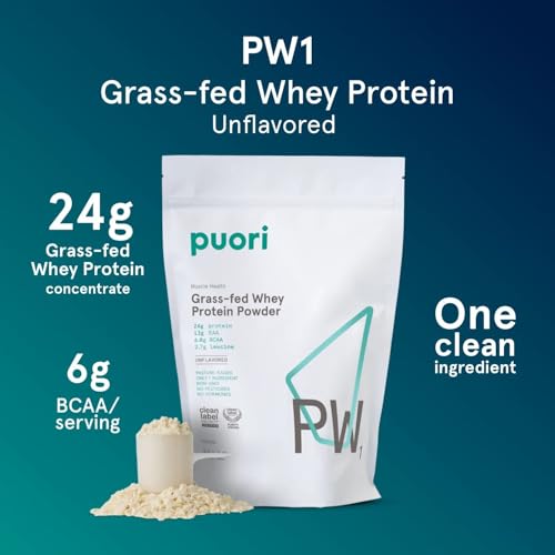 Image of Puori PW1, Grass Fed Whey Protein Powder, Unflavored - 30 Servings | Pasture-Raised Whey Protein Powder Drink Mix containing BCAA Amino Acids - Post-Workout Supplement for Muscle Gain & Recovery