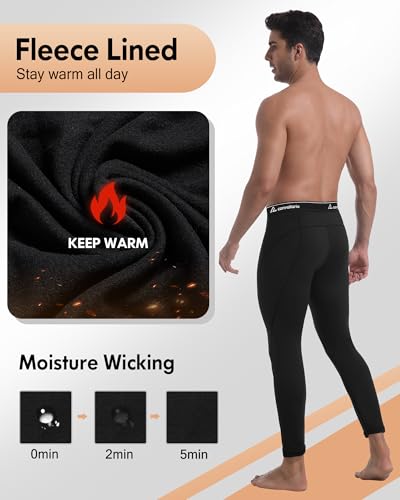 1 2 4 Pack Men's Thermal Pants Long Johns Fleece Lined Compression Athletic Leggings Base Layer Bottoms4