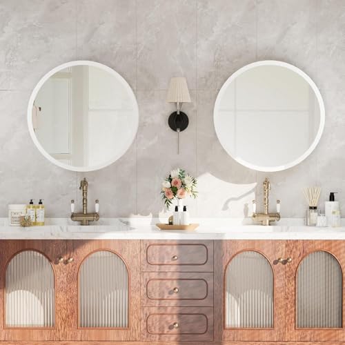 Image of iSTAR 16 Inch Round Wall Mirror with Storage Shelf | Bathroom Vanity Glass with Hidden Storage Cabinet | Wall Mounted Decorative Reflector for Bathroom, Bedroom, Living Room