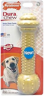 Nylabone Power Chew Extreme Chewing Dura Chew Barbell Dog Chew Toy, Peanut Butter, Large/Extra Large