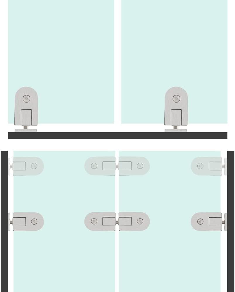 Frameless Shower Door Hinges, Heavy Duty Shower Glass Door Hinge Gate Clamp,Frameless 360 Degrees Pivot Hinge Bathroom Door s 304 Stainless Steel Shower Door Wine Cabinet Showcase Replacement Kit for