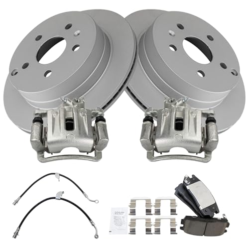 Image of TRQ Rear Brake Pad & Rotor Kit Ceramic Premium G-Coated Compatible with 2017 Chevrolet Equinox GMC Terrain