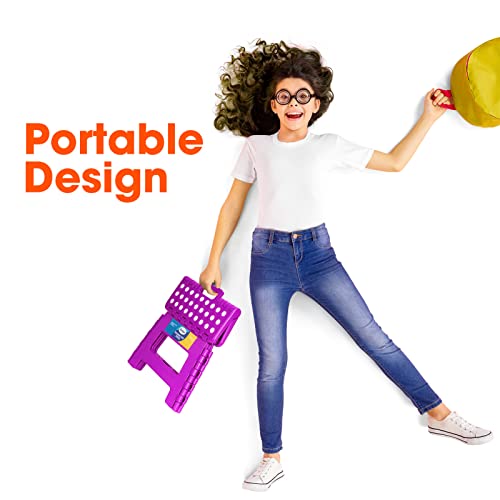 Korpai 9" Folding Step Stool For Adults And Kids Holds Up To 300 Lbs,Non-Slip Folding Stools With Portable Handle, Compact Plastic Foldable Step Stool For Bathroom,Bedroom, Kitchen,Purple,2Pc #TOP4