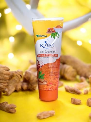 Image of LUXURY CREATION Rivera Face & Body Scrub Combo, Haldi Chandan & Apricot, Instant Hydration, Each 200ml, Pack of 2