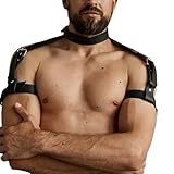 Men's Arm Harness Belt with Halter Collar Adjustable Buckles PU Leather Gothic Chest Harness Bondage Body Strap with Choker BDSM Cosplay Fetish Costume Bar Nightclub Clubwear Party Club Masquerade