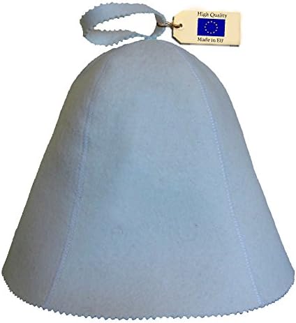 Allforsauna Sauna Hat Russian Banya Cap 100% Wool Felt Modern Lightweight Head Protection for Men and Women | Classic White Color
