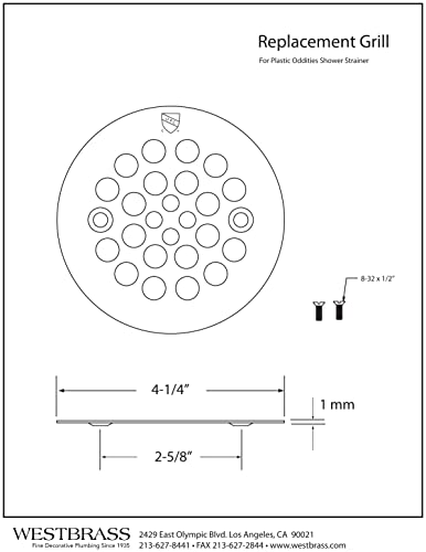 Image of Westbrass A3193-12 4-1 /4 inch OD Brass Shower Strainer Grid Drain Cover, Oil Rubbed Bronze