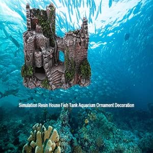 Miniatura 9 de Sluffs Casa de resina de simulación Decoración de ornamento de acuario de pecera, pecera Paisajismo Castillo Simulación Peces y camarones Camarones