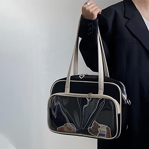 Funky Shoulder Underarm Bag For Women,JK Messenger Crossbody Bag With Display, Lolita ITA Handbag with Heart Shaped Zipper3