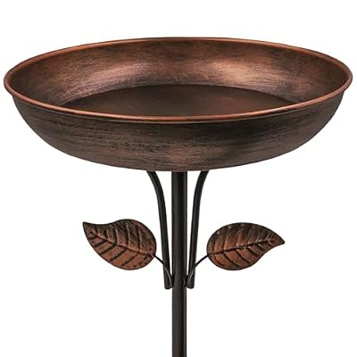 OUISJYER Metal Bird Bath for Outdoors, 12" Dia Bowl with Stable Upgrades Stake Birdbaths Garden Yard Lawn Decor 0.7 Gallon