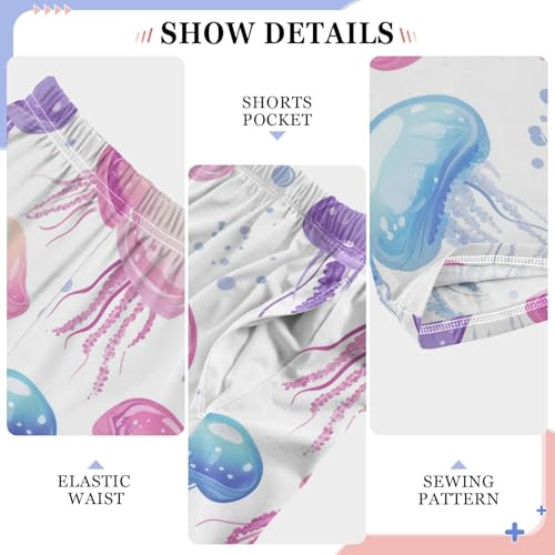 Color Jellyfish Boys Pants Boys Athletic Pants Long Pant for Boywith Pockets Wide-Leg Size 6-14Y4