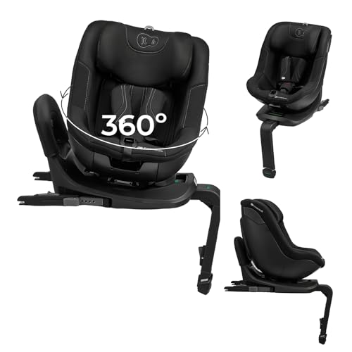 Kinderkraft I-GUARD PRO i-Size silla de coche 61-105 cm, giratoria 360°, ISOFIX, pata de apoyo, arnés de 5 puntos, Negro