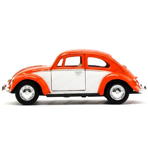 Image of 1:32 Scale 1967 Classic Beetle Die-Cast Car Model - Inertia-Powered Metal Toy Vehicle with Opening Doors - Vintage Collectible for Kids & Adults Orane White
