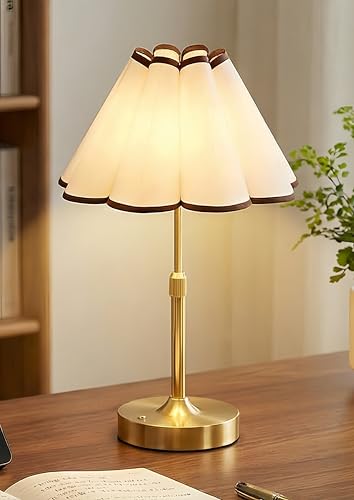 Gold Flower Cordless Table Lamp, Mother‘s Day Gift, Adjustable Height Rechargeable 5200mAh Battery, 3-Color Touch Stepless Dimming Lotus Lamp Romantic Dinner & Patio Decorative Lamp Housewarming Gift