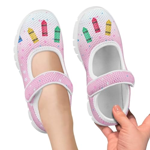 JoyLamoria Colorful Pens Print Baby Girls Mary Jane Flats School Dress Shoes Slip on Ballet Shoes for Party Wedding Birthday3