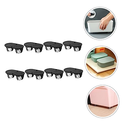 Veemoon 8 Pçs Acessórios De Polia De Carrinho De Lixo Rodas De Rodízio Abs Preto Rodízio Pegajoso Na