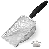 UMUACCAN Cat Litter Scoop,Stainless Steel Mesh Litter Shovel,Deep Shovel,Durable Litter Cleaner Corner Shovel,Beach Shovel,Easy to Clean Reptile Terrarium Sand Waste,Black