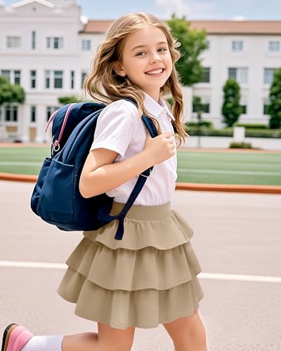 Image of KEREDA Girls Skirt Kids Casual 3-Layer Ruffle Skort School Uniform Skirts for Girls