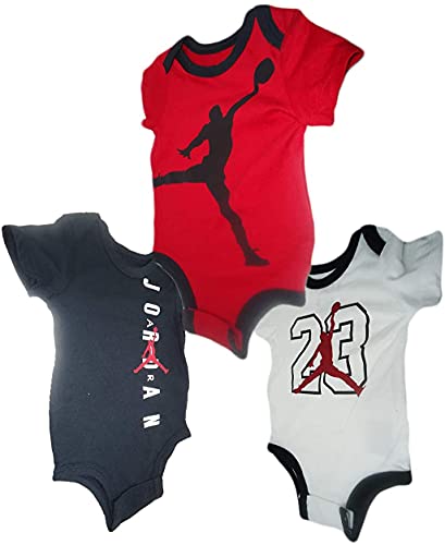 Image of Jordan Air 3PC Boys Sportswear Bodysuit (Assorted Black Red White, 6 Months)