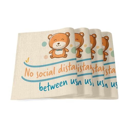 Sets de table en lin Teddy Bear grand format lot de 4 - 2