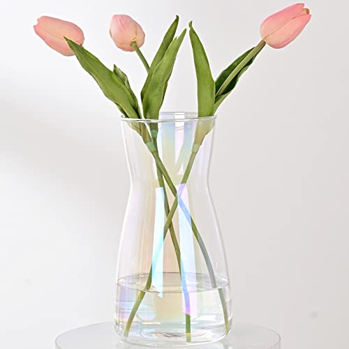 8 inch Iridescent Glass Flower Vases for Centerpiece Table Home I...