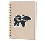 KDHTY Bear Notebook,Cute Vintage Bear Gifts for Women,Back To School,Cottagecore Journal Aesthetic Notebook for School Supplies College Ruled Spiral Notebook,Can I Pet That Dog 5.5 x 8.3
