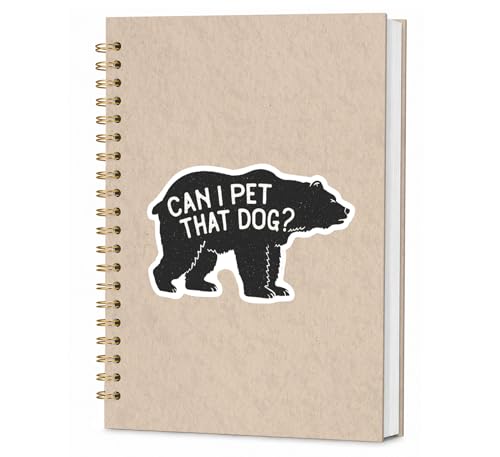 KDHTY Bear Notebook,Cute Vintage Bear Gifts for Women,Back To School,Cottagecore Journal Aesthetic Notebook for School Supplies College Ruled Spiral Notebook,Can I Pet That Dog 5.5 x 8.3