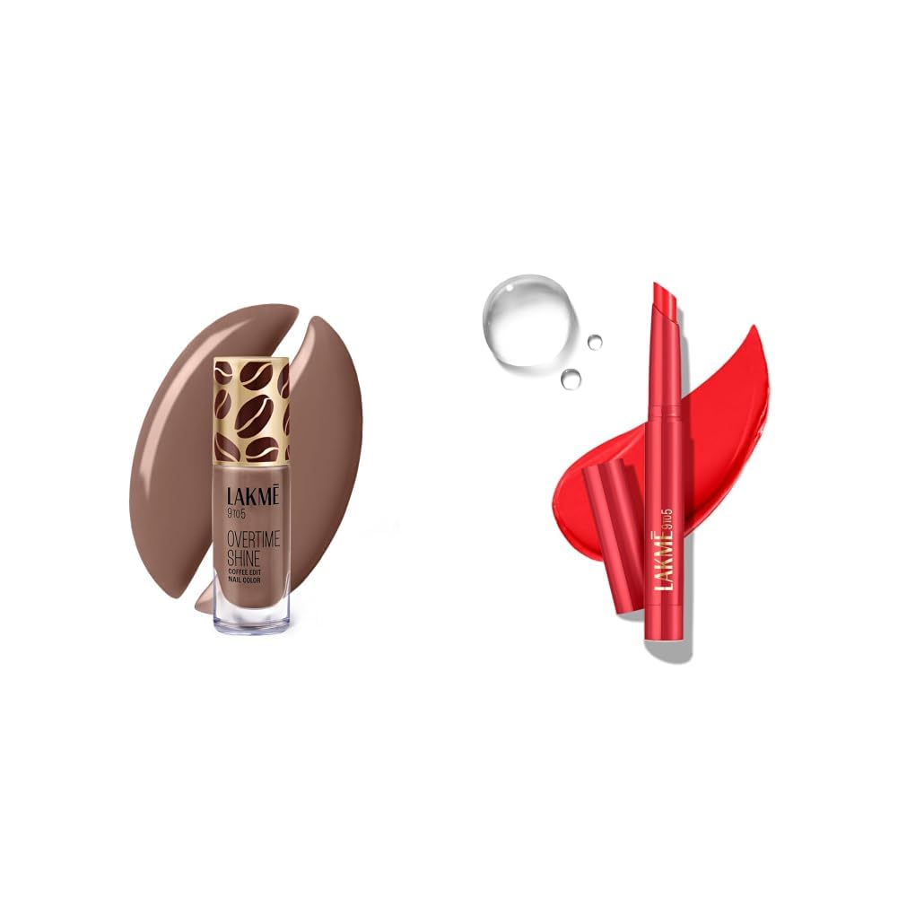 Lakme 9 to 5 Overtime Shine Nail Polish - Coffee Edit-09 Cold Brew 6ml Lakme 9 to 5 Forever Matte Lip Crayon, Red Bombshell 1.1g-picture-45