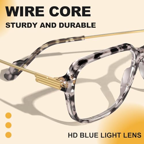 Image of VISOONE Oversized Blue Light Blocking Glasses with Chic Square TR90 Frame and Metal Temple for Women Men Ryan