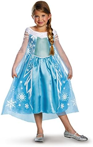 Disguise Girls Disney Frozen Elsa Deluxe Costume, X-Small/3-4 Tall