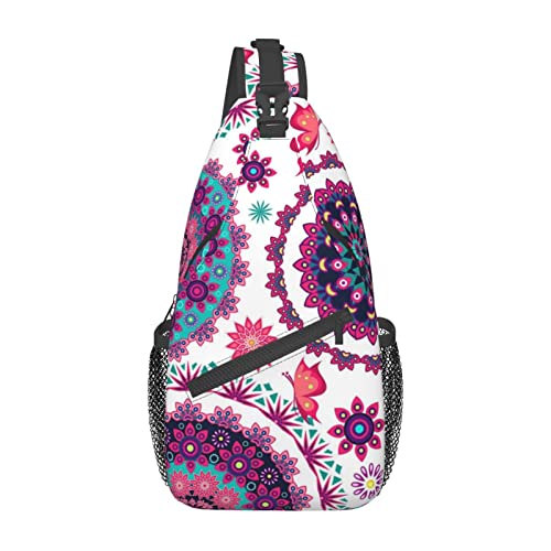 Sac à bandoulière imprimé mandala noir Evealyn sac à dos léger de marche et sport