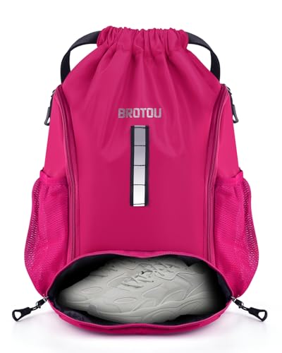 BROTOU Sportbeutel Sporttasche Rucksack Kordelzug Turnbeutel mit Schuhfach Tunnelzug Gym bag Badetasche Wasserfest Fußballtasche für Junge Herren Damen Kinder(Magenta) BROTOU Sportbeutel Sporttasche Rucksack Kordelzug Turnbeutel mit Schuhfach Tunnelzug Gym bag Badetasche Wasserfest Fußballtasche für Junge Herren Damen Kinder(Magenta)