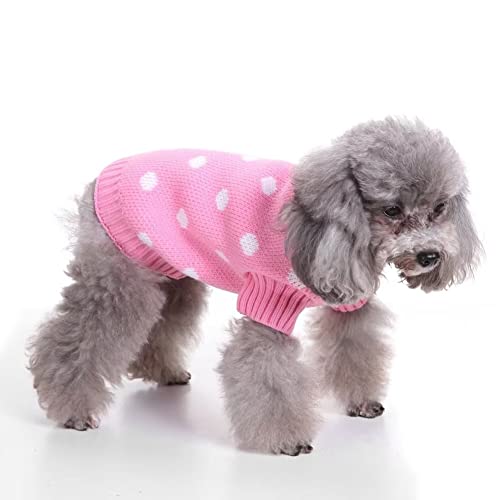 Cute Pink Christmas Snow Sweater For Small Dogs Cats Winter Warm Sweater School Style Shirt Outfits Clothes S #TOP5