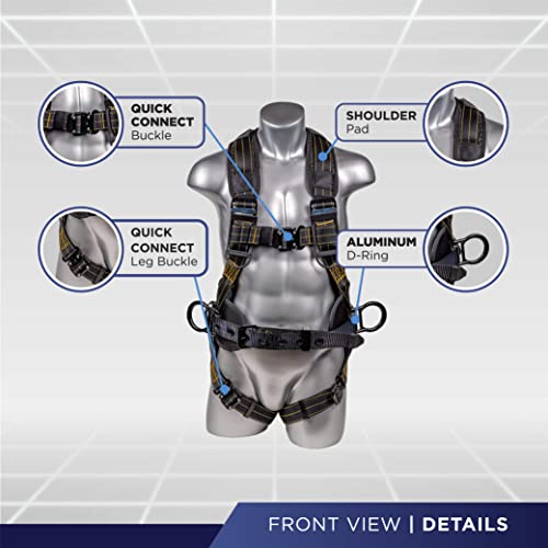 Palmer Safety Fall Protection Construction Safety Harness - Qcb Chest And Legs - Aluminum D-Rings - Oil And Dust Resistant - Osha And Ansi Compliant (3X-Large) #TOP1