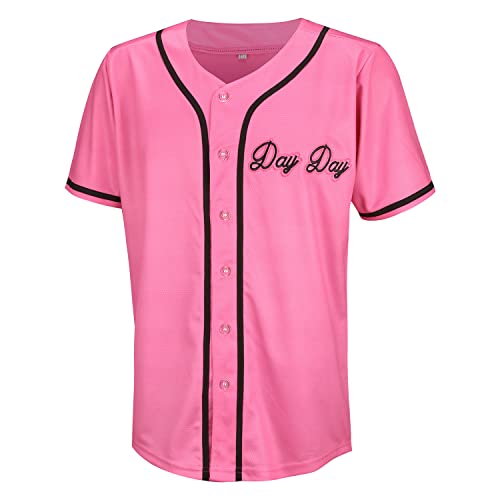 Men's Pinky's Next Friday Movie Baseball Jersey Day Day Cd Store Sports Fan Hip Hop Jerseys Stitched (L, Logo Pink) #TOP2