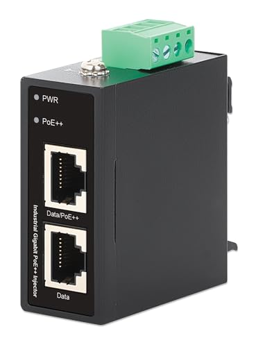 Inyector Industrial Gigabit PoE++ Intellinet, 95 W, IP50, Montaje en Carril DIN | IEEE 802.3bt/at/af, carcasa metálica, operación de -40 a 75 °C, 1 puerto RJ45 para cámaras y VoIP | 509602 miniatura 1