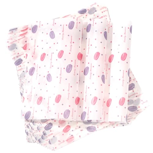 Papel para Envolver Alimentos Papel a Prueba de Grasa de Impermeable Sirve para Hornear Envolver Bocadillos Dulces Postres y para Decorar Regalos Bandejas, 250 x215mm 50 Pieces A
