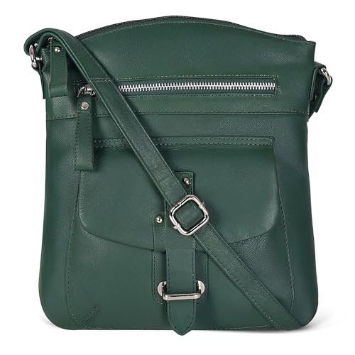 Image of Oak Leathers Leather Crossbody Bag For Women With Adjustable Sling Strap - Medium Size Crossover Shoulder Handbag Purse