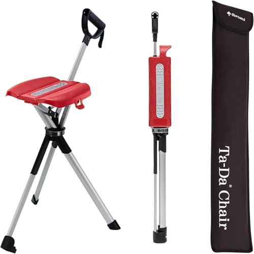 Image of STEP2GOLD Ta-Da Chair Series 2- Portable Walking Stick, Cane with Seat, Foldable Chair, Hiking Stick, for Camping, Hiking, Lightweight Aluminum, Easy Carry, Anti-Slip