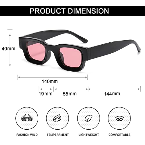 Image of EYLRIM Thick Square Frame Sunglasses for Women Men Chunky Rectangle Polarized Sunglasses UV400 Protection
