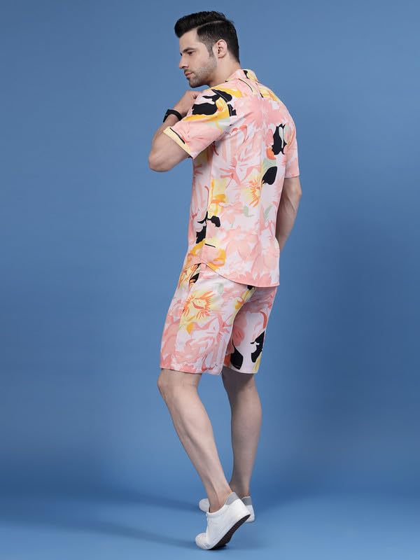 Image of Rigo Printed Co-Ord Set for Men's | Casual Shirt & Shorts Night Suit Set | Lounge-wear Nightdress Pajama Set for Men's | Night Wear, Beach Wear, Vacation Wear Outfit