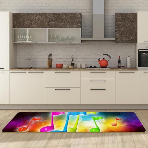 Tapete de cocina de notas musicales con base antideslizante lavable 3