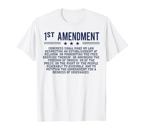 1st First Amendment U.S. Constitution Patriot T-Shirt, Men, White, XX-Large