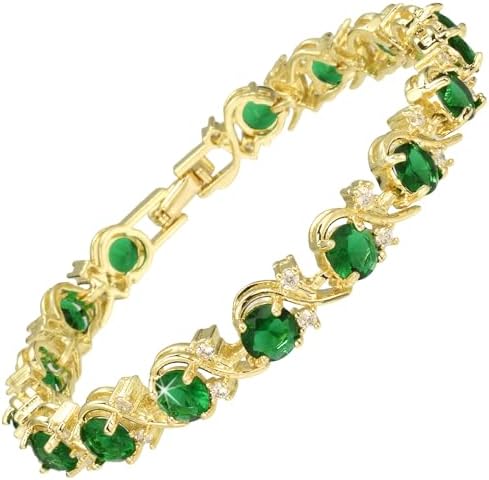 RIZILIA BLOSSOM 14K Gold Plated Tennis Bracelet for Women - Color...